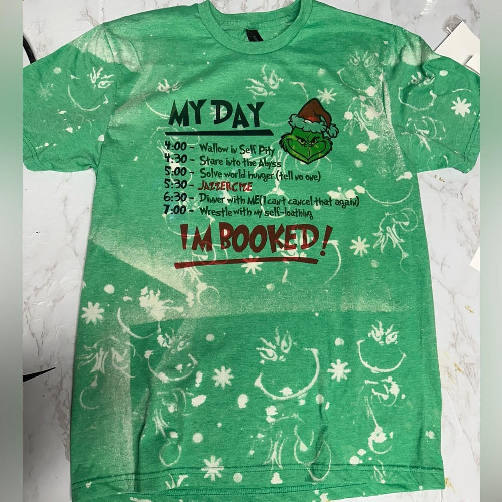Hand made bleach Grinch tees